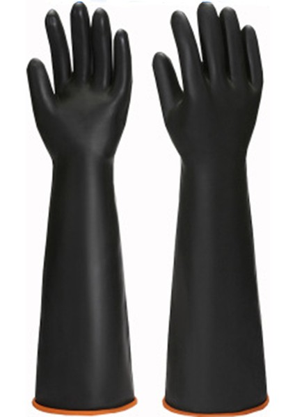 55CM Tarzı Fabrika Için Siyah Asit Dirençli Kauçuk Eldiven Kalınlaştırılmış Büyük Aşınmaya Dayanıklı Su Geçirmez ve Korozyona Dayanıklı Iş Güvenliği Eldiveni (Yurt Dışından) indirimleri