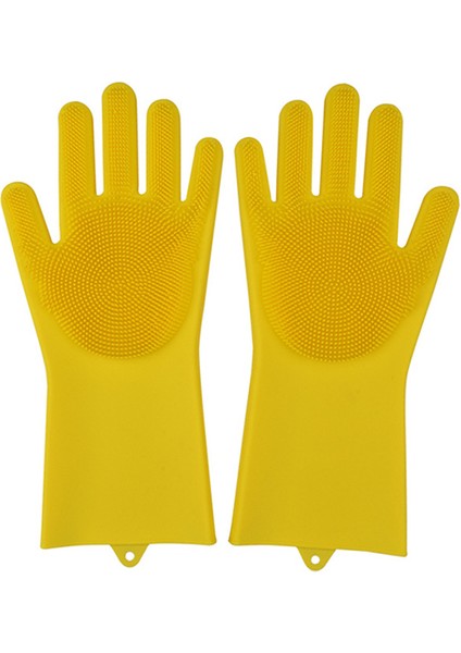 Sarı Tarzı 2 Adet Çok Fonksiyonlu Silikon Temizlik Eldiveni Mutfak Ev Için Bulaşık Yıkama Eldiveni Silikon Bulaşık Eldiveni (Yurt Dışından)