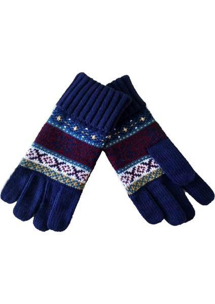 Beyaz Stil Tek Beden Herkese Uyar Kızlar Için Kış Sıcak Eldivenler Streç Örme Pamuk Karışımlı Tam Parmak Eldivenler Açık Kayma Sporları Etnik Jakarlı Moda Eldivenler (Yurt Dışından) modelleri