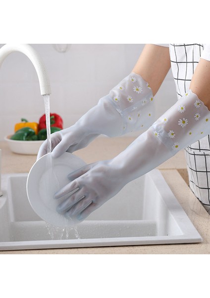 Mavi Stil M Boyutu Mutfak Bulaşık Eldiveni Ev Bulaşık Eldiveni Kauçuk Eldiven Mutfak Temizlik Araçları Banyo Aksesuarları (Yurt Dışından)