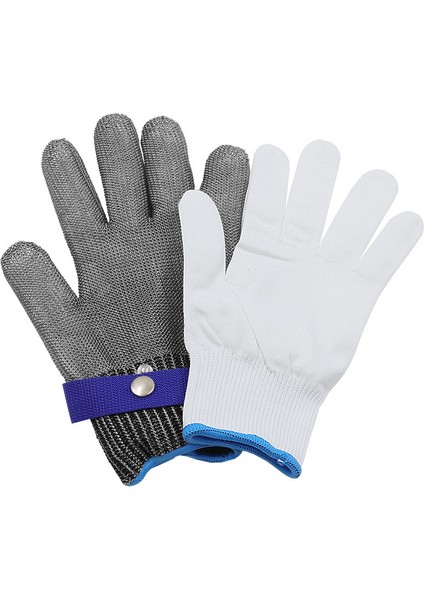 Gri Tarzı M Boyutu Paslanmaz Çelik Eldiven Kesilmeye Karşı Güvenlik Kesilmeye Dayanıklı El Koruyucu Metal Et Filesi Eldiven Kasap Tel Bıçak Delme Koruma (Yurt Dışından)