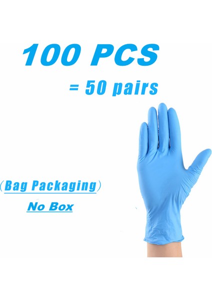 Mavi 100PCS Tarzı M Boyutu Nitril Eldivenler Tek Kullanımlık Ağır Latex Tozsuz Ev Temizlik Eldivenleri Gıda Mekanik Iş Endüstriyel Eldivenler (Yurt Dışından)