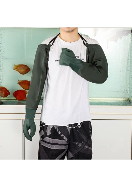 70CM Kaymaz Stil Süper Uzun Yağ Geçirmez Kalın Delinme Dayanıklı Su Geçirmez Aşındırıcı Kauçuk Eldivenler (Yurt Dışından) fiyatları
