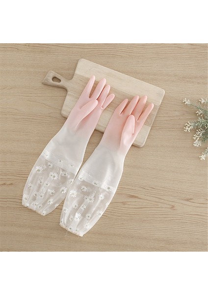 Pembe Eldiven Tarzı Bulaşık Eldiveni Kolay Giyilebilir Su Geçirmez Kauçuk Eldiven Pvc Hafif Manşetler Bulaşık Yıkama Aracı Ev Genişletici (Yurt Dışından) fiyatları