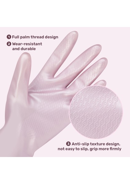 Mor (2 Adet) Tarzı Büyük 3 Renk Pvc Bulaşık Yıkama Temizlik Eldiveni Yeniden Kullanılabilir Mutfak Eldiveni Pamuklu Flocked Astarlı, Kaymaz, Su Geçirmez (Yurt Dışından) modelleri