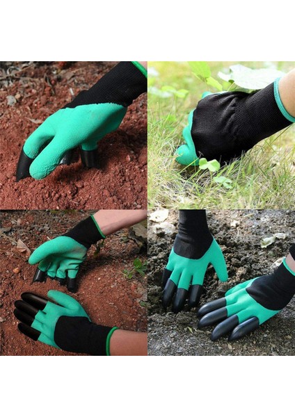 Yeşil - 4 Pençe Stili Pratiklik Bahçe Iş Eldiveni El Pençesi Abs Plastik Kauçuk Eldiven Bahçe Kazma Dikim Dayanıklı Su Geçirmez Eldiven (Yurt Dışından)