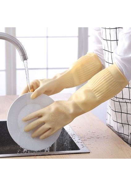 38CM Kırmızı Tarzı L Boyutu 1 Çift Uzun Bulaşık Yıkama Temizlik Silikon Eldiven Kauçuk Bulaşık Eldiveni Sünger Ev Mutfak Temizlik Aracı (Yurt Dışından) modelleri