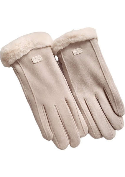 Koyu Gri Tarzı Kadın Kış Polarlı Kalın Bisiklet Eldiveni Yeni Şirin Kore Stili Kürk Ağız Dokunmatik Ekran Sıcak Eldiven (Yurt Dışından) fiyatları
