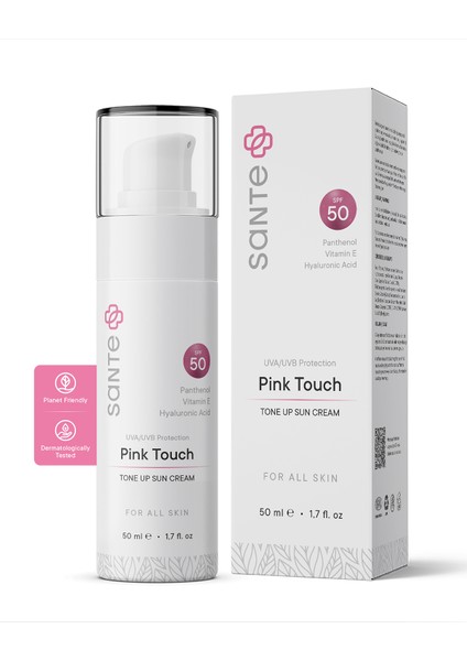 Cilt Tonu Eşitleyici Aydınlatıcı Pink Touch Renkli Güneş Koruyucu Krem SPF +50, 50 ML