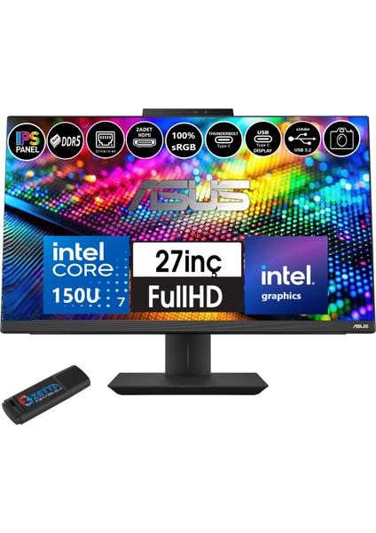 A5702WVARK Intel Ultra 7 150U 16GB Ddr5 256GB SSD IPS Windows 11 Pro 27" FHD All In One Bilgisayar WA5702W01+ZETTAUSBBELLEK