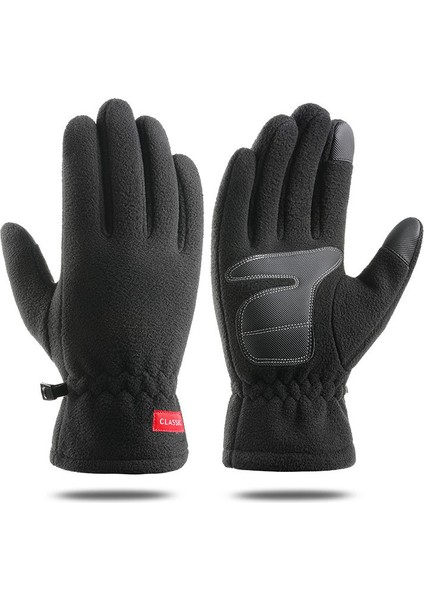 B Siyah Tarzı Erkek Kadın Kış Polar Polar Silikon Kaymaz Dokunmatik Ekran Sürüş Eldiveni Artı Kadife Kalın Sıcak Spor Bisiklet Eldiveni (Yurt Dışından) fiyatları