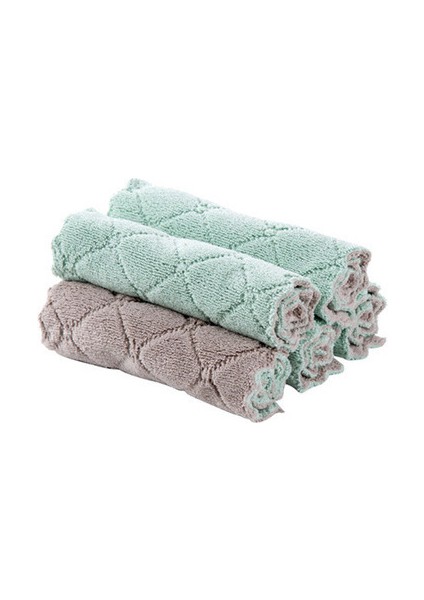 Yeşil Gri Tarzı Süper Emici Mikrofiber Mutfak Bulaşık Bezi Yüksek Verimli Emici Yapışmaz Yağ Ev Temizlik Havlusu (Yurt Dışından)