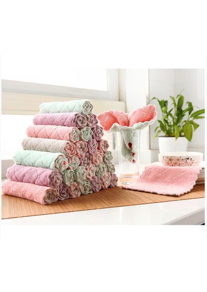 Yeşil Gri Tarzı Süper Emici Mikrofiber Mutfak Bulaşık Bezi Yüksek Verimli Emici Yapışmaz Yağ Ev Temizlik Havlusu (Yurt Dışından) fiyatları