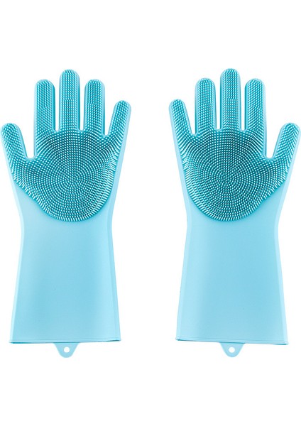 Mavi Stil Bulaşık Yıkama Temizlik Eldiveni Silikon Kauçuk Sünger Mutfak Temizleyici Guantes Ev Temizlik Aracı (Yurt Dışından)