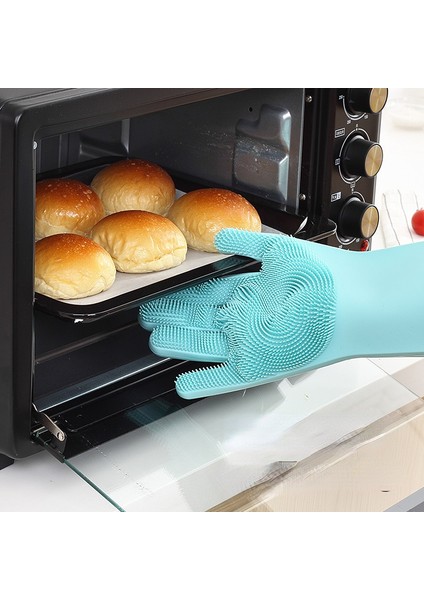 Mavi Stil Bulaşık Yıkama Temizlik Eldiveni Silikon Kauçuk Sünger Mutfak Temizleyici Guantes Ev Temizlik Aracı (Yurt Dışından) modelleri