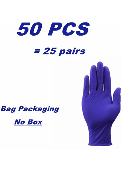 Lacivert 50PCS Tarzı S Beden Nitril Eldivenler Tek Kullanımlık Ağır Latex Tozsuz Ev Temizlik Eldivenleri Gıda Mekanik Iş Endüstriyel Eldivenler (Yurt Dışından)