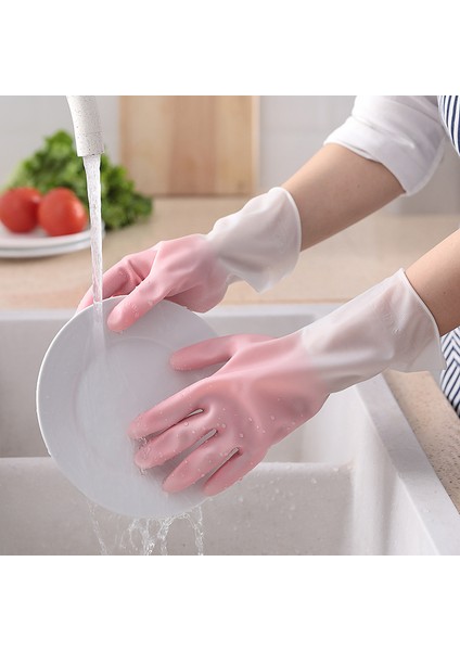 B Tarzı M Boyutu 1 Çift Silikon Temizlik Eldiveni Bulaşık Yıkama Temizlik Eldiveni Sünger Bulaşık Yıkama Eldiveni Temizleme Araçları (Yurt Dışından) fırsatları