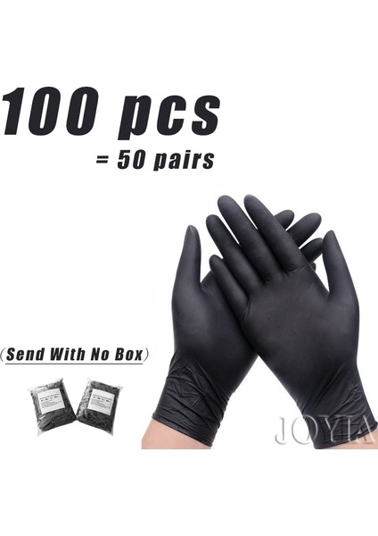 SIYAH-100 Adet Tarzı Xs Boyutu Siyah Tek Kullanımlık Nitril Eldiven Lateks ve Toz Içermeyen Küçük Orta Büyük Pembe Dövme Eldiveni Mutfak Temizlik Işleri Xs Xl (Yurt Dışından)