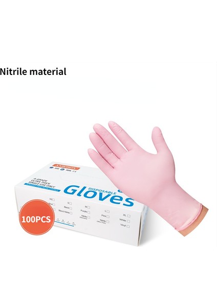 Nitril Pembe Tarzı M Boyutu Tek Kullanımlık Eldiven Nitril Eldiven Tpe Lateks Bulaşık Mutfak Iş Kauçuk Bahçe Evrensel Sol ve Sağ El Için (Yurt Dışından)