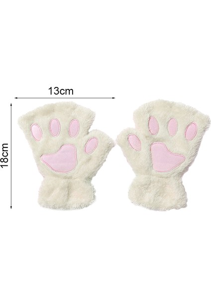 Gri Tarzı Kadınlar ve Kızlar Için Tüylü Sıcak Parmaksız Eldiven Yumuşak Kürklü Kış Eldiveni Ayı Pati Kedi Eldiveni ile Ip ile 1 Çift Harika Kış Hediyesi (Yurt Dışından) modelleri