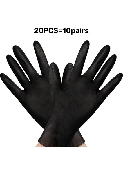 Siyah 20 Adet Tarzı L Boyutu Siyah Tek Kullanımlık 100% Nitril Eldiven Lateks ve Toz Içermez Vinil Dövme Mutfak Temizlik Eldiveni S'den Xl'e (Yurt Dışından)