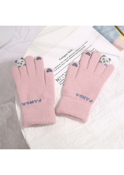 Pembe Tarzı Kadınlar Için Kış Dokunmatik Ekran Eldiveni Sıcak Esnek Örgü Eldiven Modelleri Yün Imitasyonu Tam Parmaklı Guantes Dişi Tığ Işleme Luvas Kalınlaşma (Yurt Dışından)