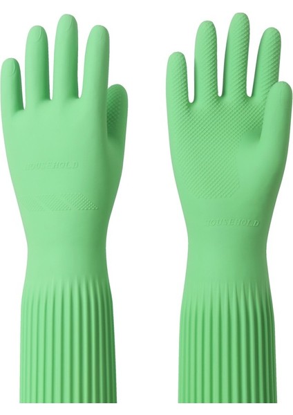 Yeşil Stil Xl Boyutu 58CM Bulaşık Yıkama Ev Temizlik Süpürgesi Tekrarlanabilir Mutfak Aracı Su Geçirmez Asit ve Alkali Dirençli Uzun Kauçuk Lateks Eldiven (Yurt Dışından) modelleri