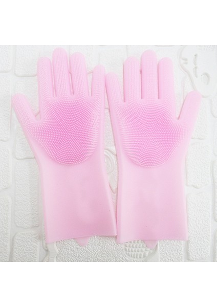 Pembe Tarzı 1 Çift Yeni 1 Çift Bulaşık Yıkama Temizlik Eldiveni Sihirli Silikon Kauçuk Bulaşık Yıkama Eldiveni Ev Temizleyici Mutfak Temizleme Aracı Sünger (Yurt Dışından)