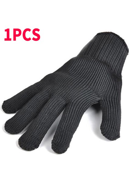 1 Adet Tarzı Siyah Metal Anti-Kesim Eldiveni Seviye 5 Paslanmaz Çelik Tel Emniyet Mutfak Kasap Çalışma Eldiveni Kesim Balık Et Koruma Parmaklar (Yurt Dışından)