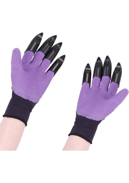 Mor - 8 Pençe Stili Pratiklik Bahçe Iş Eldiveni El Pençesi Abs Plastik Kauçuk Eldiven Bahçe Kazma Dikim Dayanıklı Su Geçirmez Eldiven (Yurt Dışından)