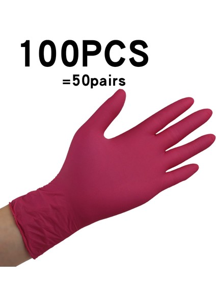 Pembe Tarzı Xl Boyutu 9 Inç Asit ve Alkali Dayanıklı Mutfak Ev Temizleme Telli Bulaşık Yıkama Araçları Tek Kullanımlık Kauçuk Temizlik Nitril Eldivenler (Yurt Dışından)