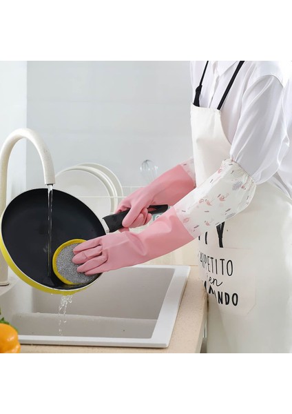 Yeşil B No Kadife Tarzı L Boyutu 1 Çift Pvc Lateks Eldiven Uzun Kollu Peluş Eldiven Temizlik Eldiveni Su Geçirmez Temizlik Aracı Bulaşık Yıkama Eldiveni Mutfak Aksesuarları Sıcak (Yurt Dışından)