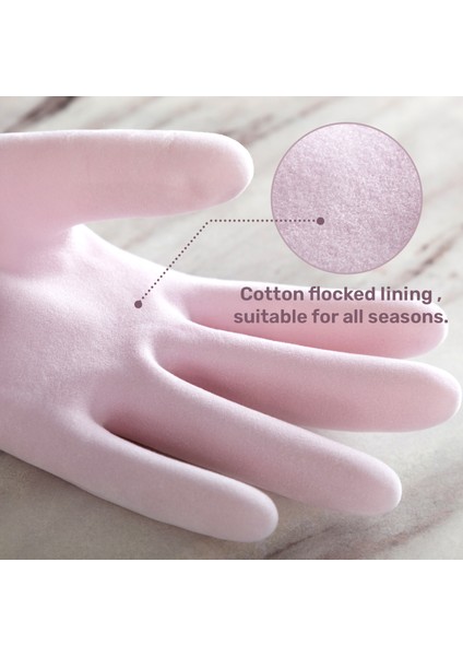 Mor (2 Adet) Tarzı Küçük 3 Renk Pvc Bulaşık Yıkama Temizlik Eldiveni Yeniden Kullanılabilir Mutfak Eldiveni Pamuklu Flocked Astarlı, Kaymaz, Su Geçirmez (Yurt Dışından) fırsatları