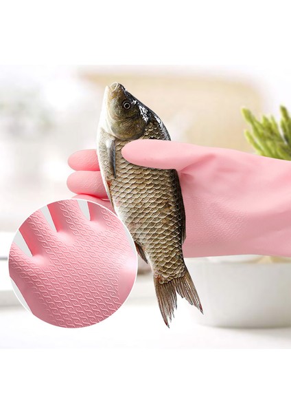 Pembe Tarzı Kış Ev Işleri Sıcak Eldivenler Bulaşık Eldiveni Kollu Temizlik Eldiveni Kalın Sıcak Su Geçirmez Temizlik Eldiveni (Yurt Dışından) fırsatları