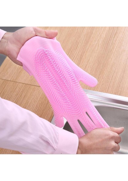 Mor Tarzı 34 cm Yeni Bulaşık Yıkama Temizlik Eldivenleri Silikon Sünger Eldiven Ev Işi Yıkama Makinesi Mutfak Temizlik Araçları (Yurt Dışından) modelleri