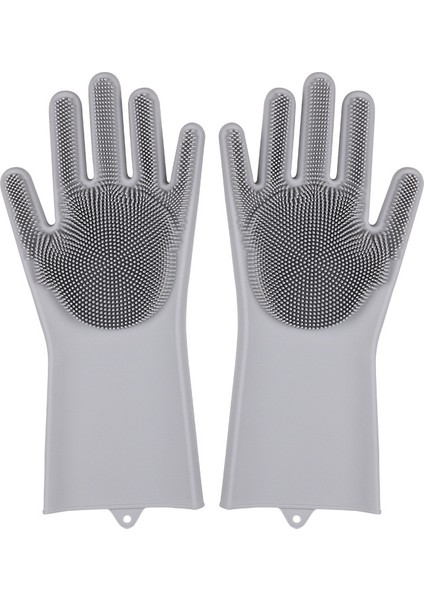 Gri Tarzı Bulaşık Yıkama Temizlik Eldiveni Silikon Kauçuk Sünger Eldiven Ev Temizleyici Mutfak Fırçası Temiz Araçlar Mutfak (Yurt Dışından)