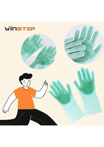 Gri Tarzı Bulaşık Yıkama Temizlik Eldiveni Silikon Kauçuk Sünger Eldiven Ev Temizleyici Mutfak Fırçası Temiz Araçlar Mutfak (Yurt Dışından) fiyatları