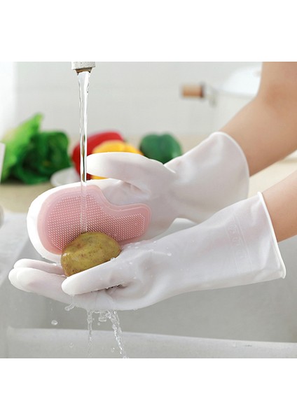 2 Fırça-Mavi Tarzı 1 Çift Sihirli Fırça Bulaşık Eldiveni Çok (Yurt Dışından) modelleri