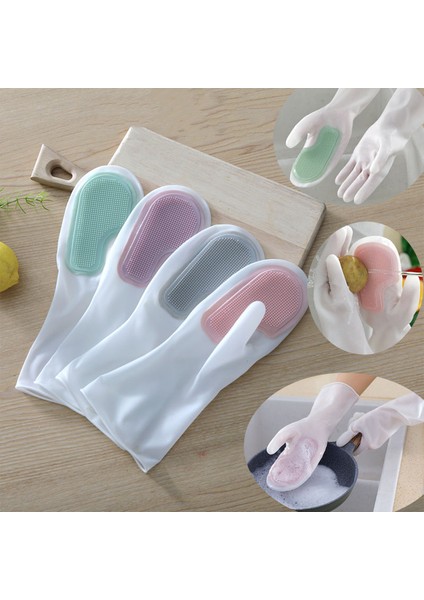 Pembe Tarzı S Beden Fırça Yıkama Temizlik Mutfak Yeniden Kullanılabilir Sihirli Silikon Eldiven Ev Işleri Bulaşık Yıkama Eldiveni (Yurt Dışından) fiyatları