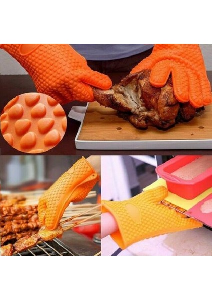 Ev Temizliği Silikon Eldiven Dayanıklı Isıya Dayanıklı Mutfak Bbq Mat Ağ Izgara Fırın Pişirme Eldivenleri (Yurt Dışından) fırsatları