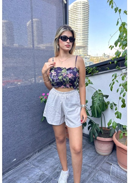 Desenli Crop Top ,kadın Bluz , Büstiyer , Pamuklu Crop Bluz