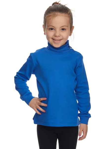 Saks Basic Kız Çocuk Çıtçıtlı Tam Balıkçı Yaka Şardonlu Kışlık Uzun Kollu Tişört