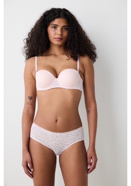 Pop Up Lace Pembe Dantel Sütyen