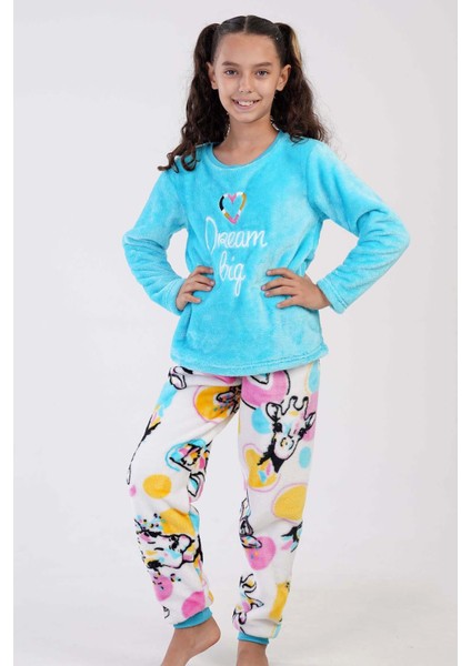 Kız Çocuk Uzun Kol Welsoft Mint Pijama Takım C6T8N0O303