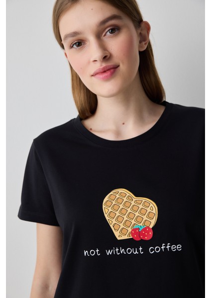 Pamuklu Without Coffee Pamuklu Pantolon Siyah Pijama Takımı