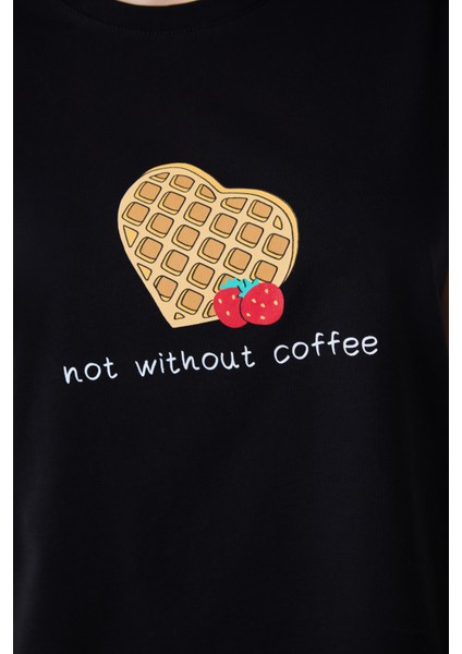 Pamuklu Without Coffee Pamuklu Pantolon Siyah Pijama Takımı