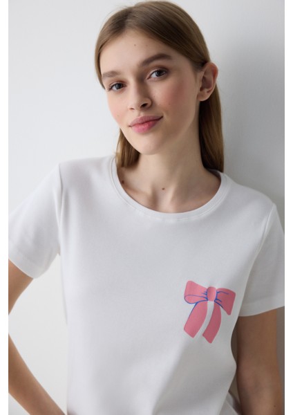 Pamuklu Colored Bows Pantolon Çok Renkli Pijama Takımı - Loves Paris Koleksiyonu