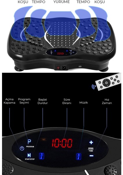 Vibro Vibration Plate Egzersiz ve Titreşimli Basen Karın Kol Bacak Spor Aleti