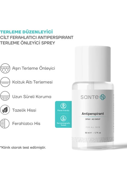 El, Ayak ve Koltuk Altı Terleme Önleyici Antiperspirant Sprey 50 ML