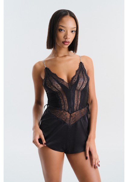 Candy Teddy Siyah Bodysuit - Privee Koleksiyonu